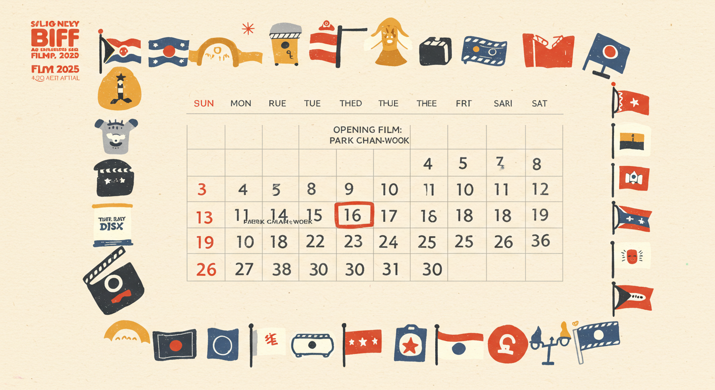 BIFF 2025 영화제 일정을 표시한 달력 일러스트