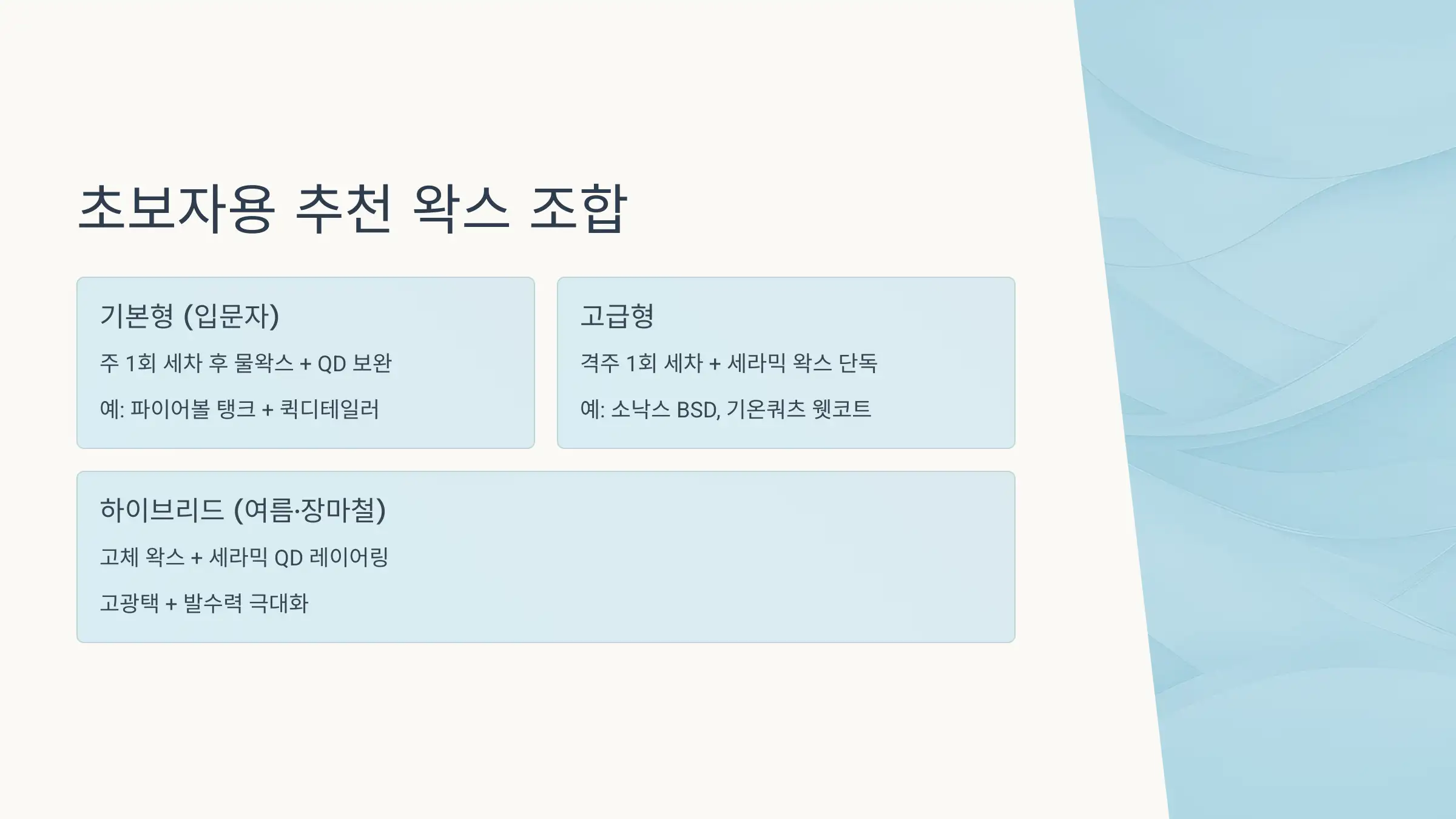 초보자용 추천 왁스 조합