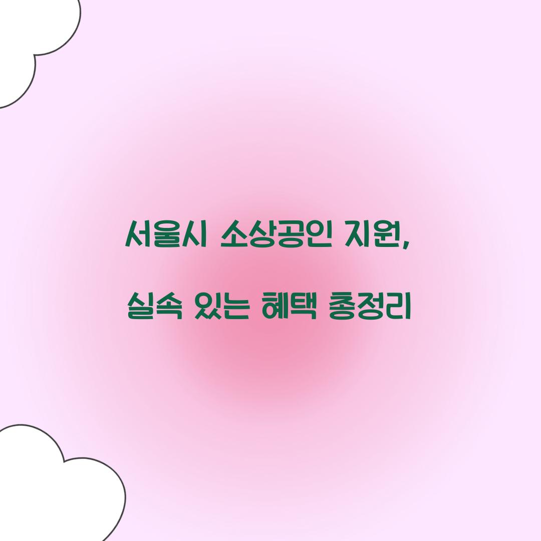 서울시 소상공인 지원
