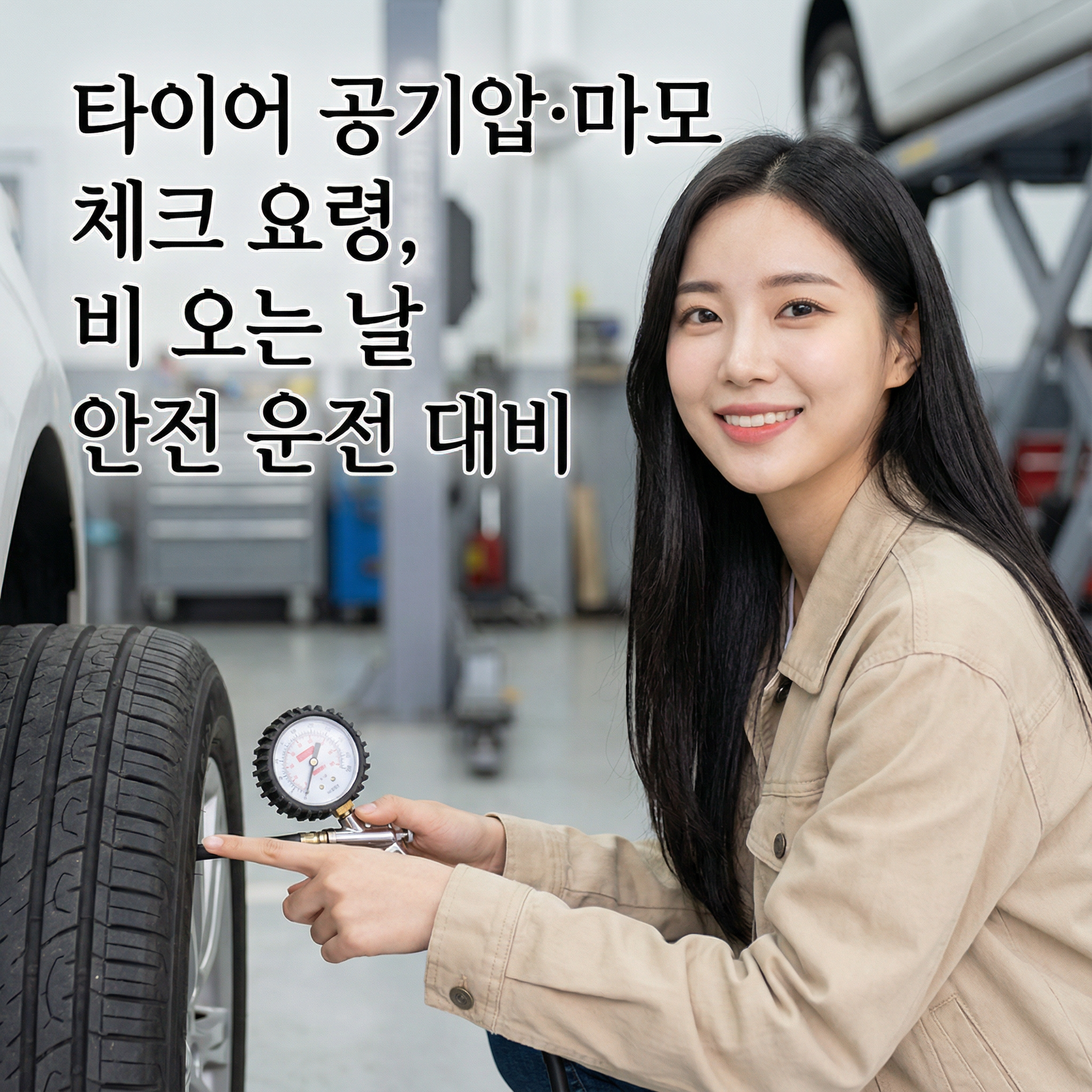 타이어 공기압&middot;마모 체크 요령 ｜ 비 오는 날 안전 운전 대비