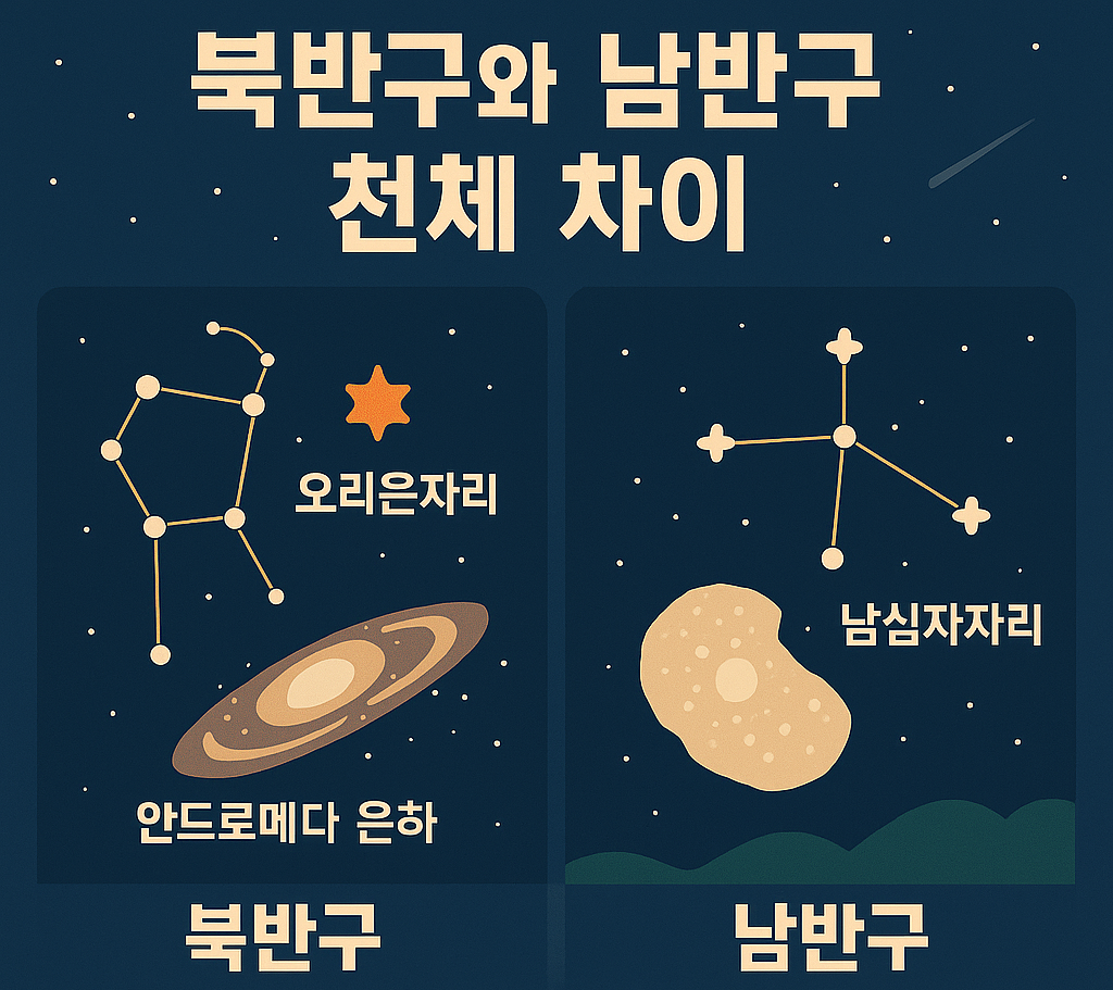 북반구와 남반구의 천체차이 이미지
