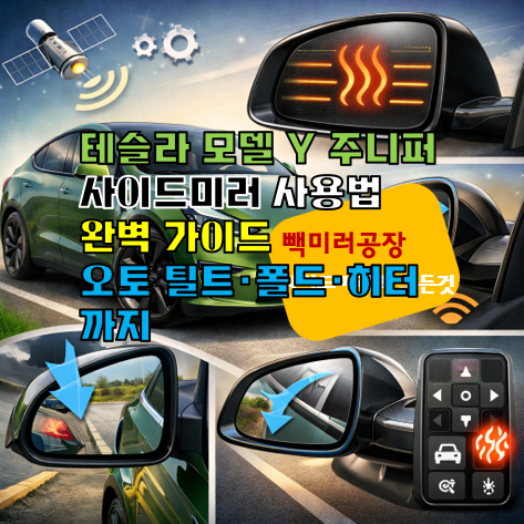 테슬라 모델 Y 주니퍼 사이드미러 사용법 완벽 가이드 오토 틸트 폴드히터까지