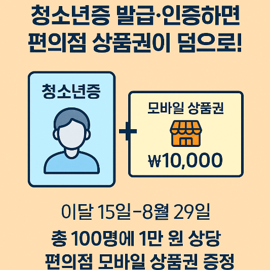 청소년증 발급하면 편의점 상품권