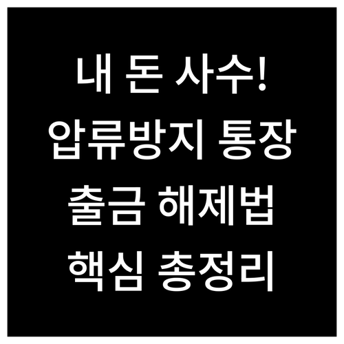 압류방지 전용계좌 신청 방법 및 출금..