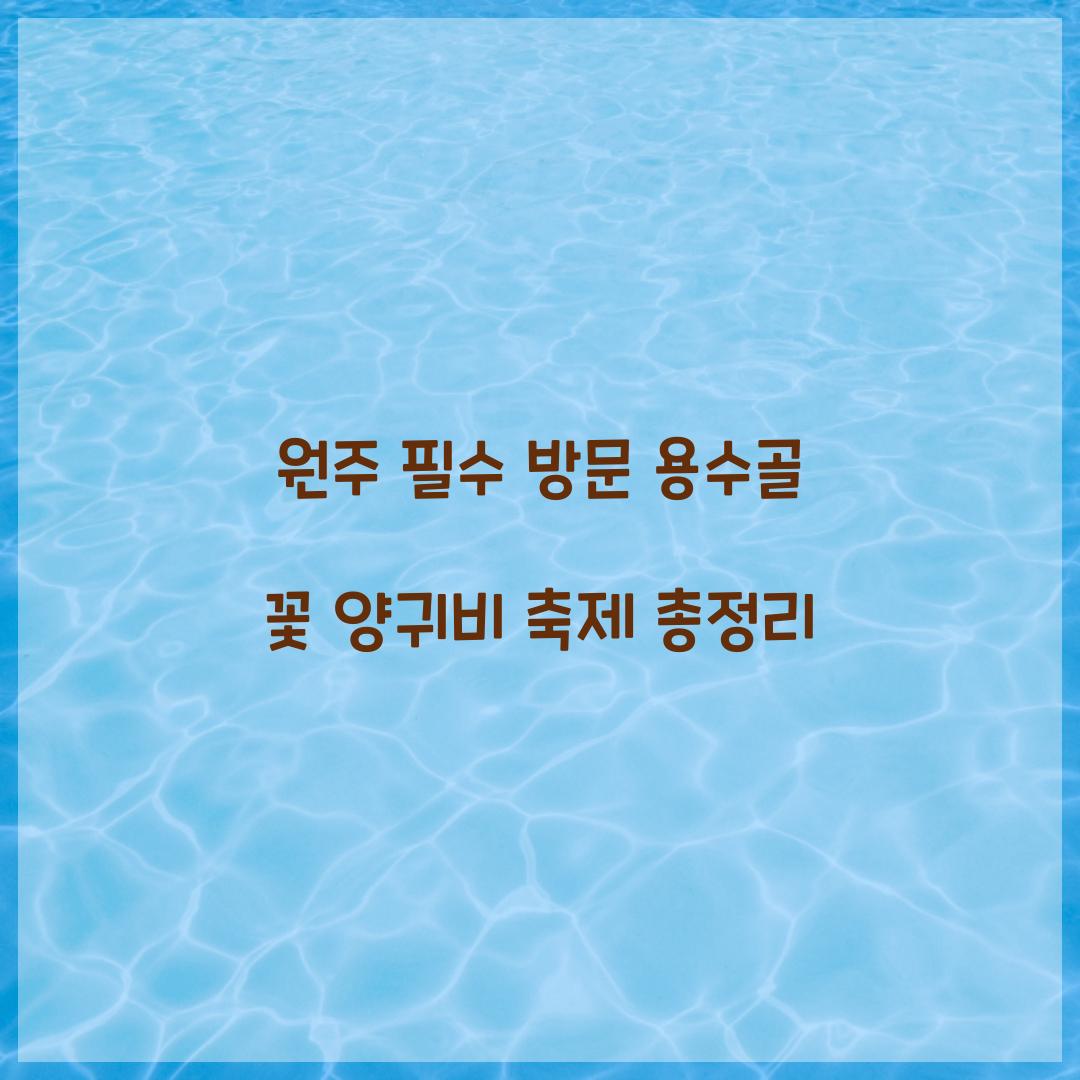 용수골 꽃 양귀비 축제