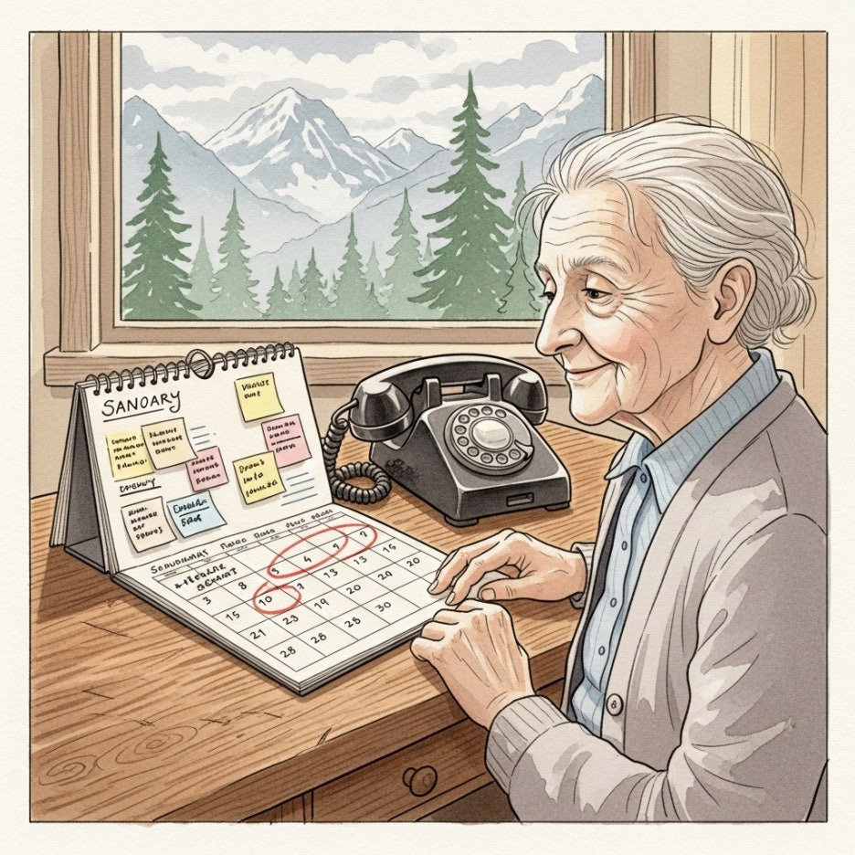 꼼꼼하게 일정을 확인하며 예약을 준비하는 모습