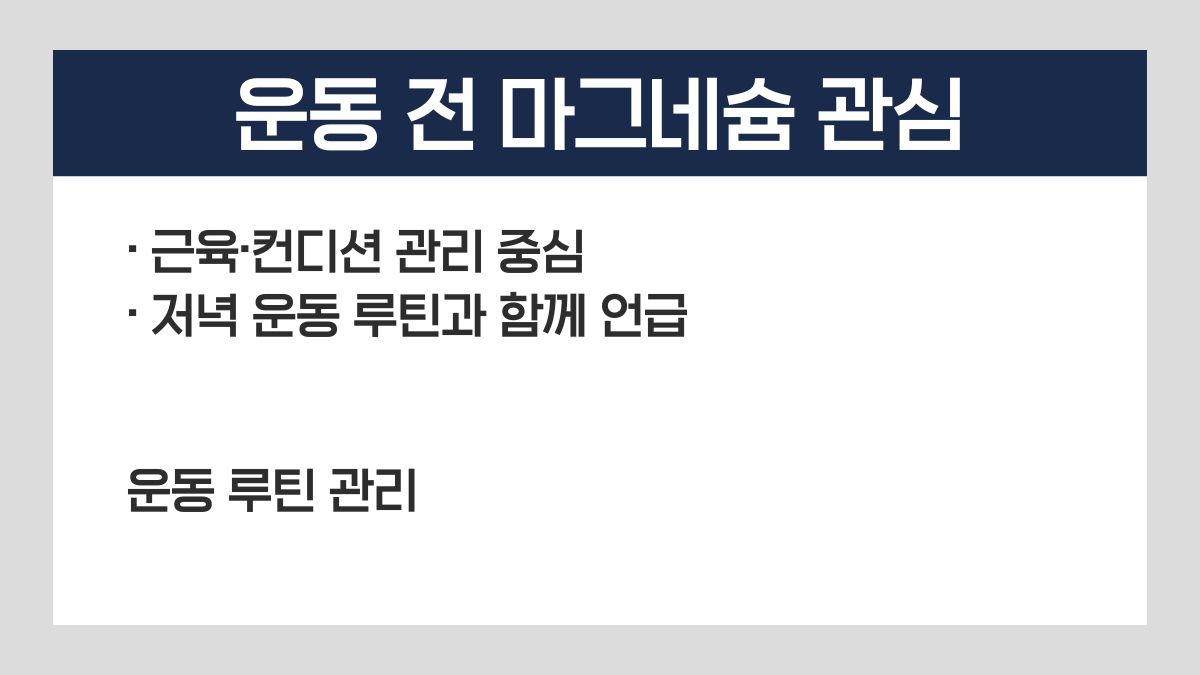 운동 전 마그네슘