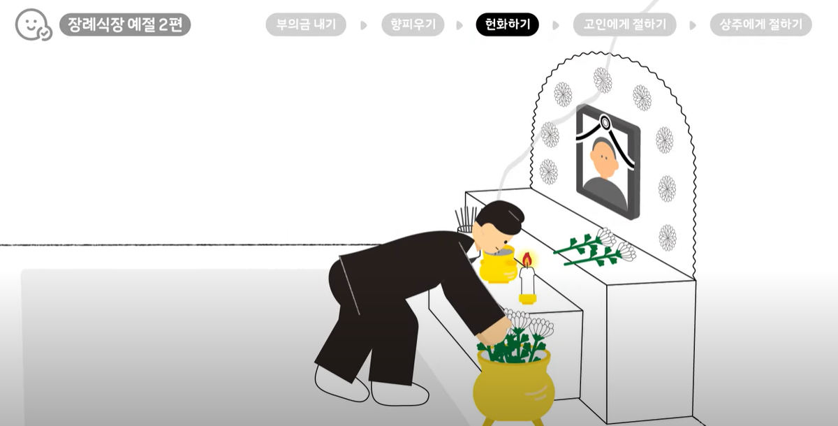 꽃을 함에서 한 송이 꺼냅니다.