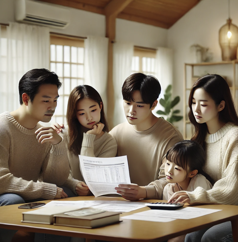 차액 보상금 관련 서류를 검토하는 가족