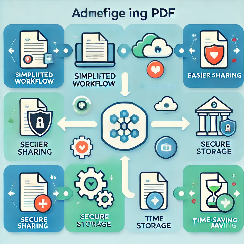 문서 정리 및 시간 절약 등을 강조한 시각 자료