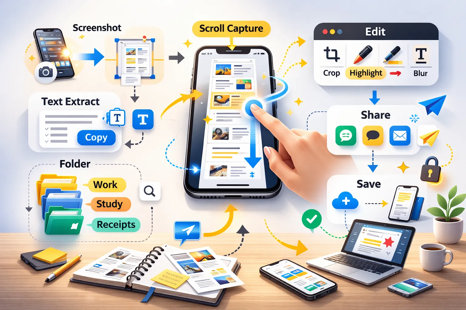 스마트폰 화면 캡처 (스크롤 캡처, 텍스트 추출, 편집 꿀팁)