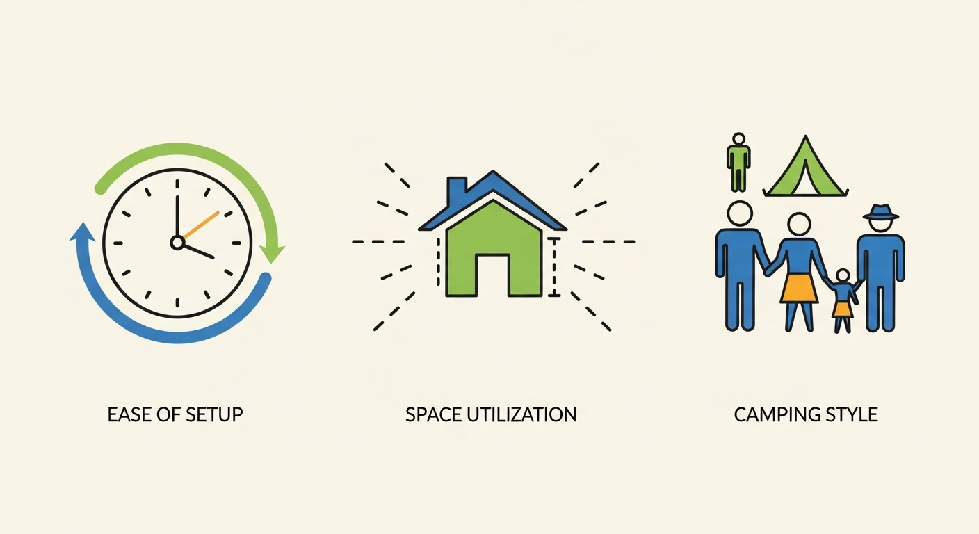 차박 텐트 선택의 3가지 핵심 기준 아이콘