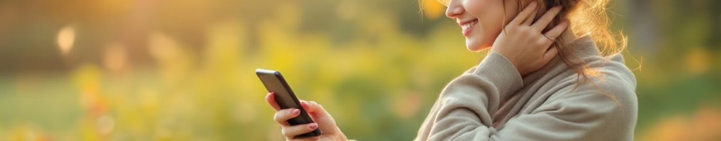 스마트폰을 적절히 사용해서 목 건강을 지키는 여자