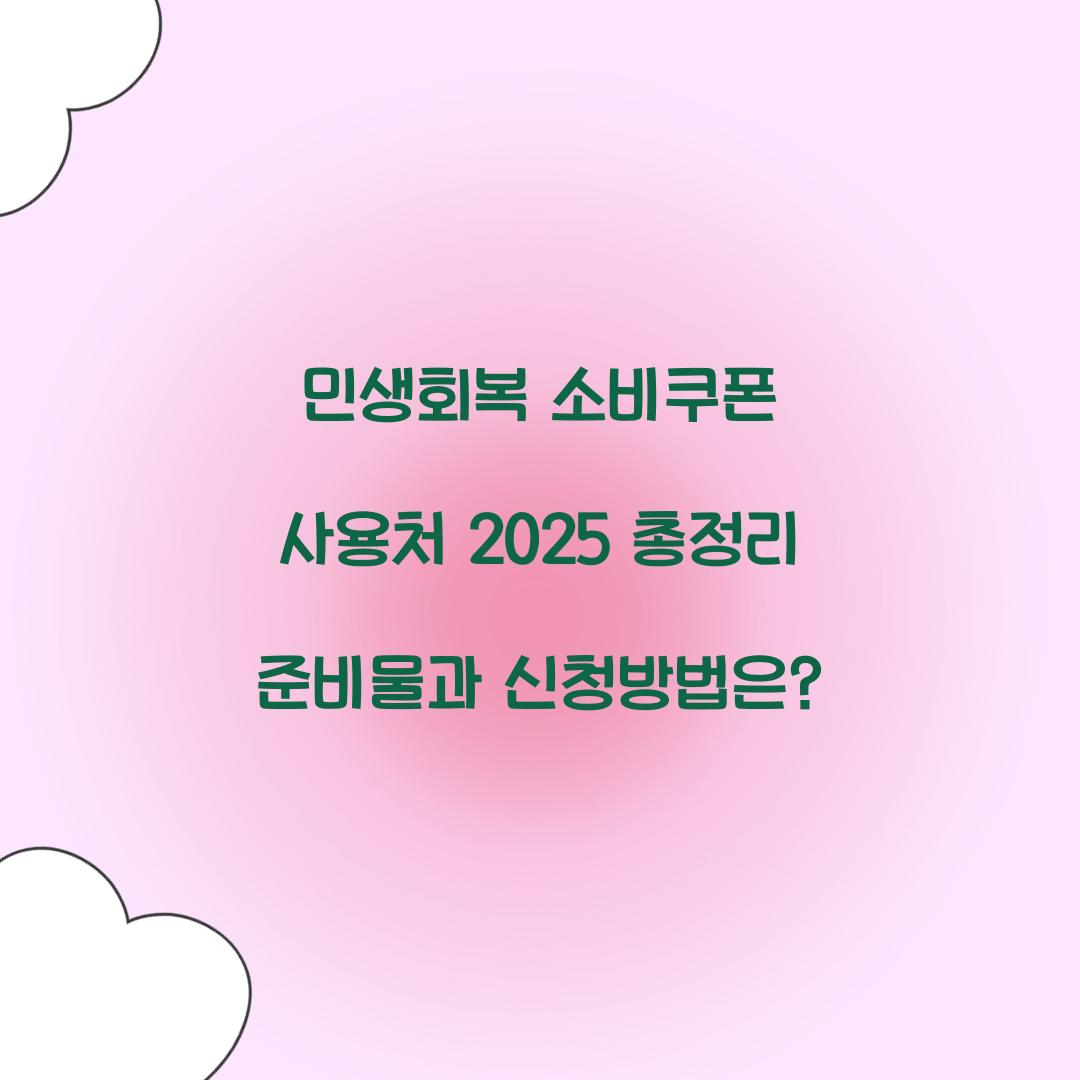 민생회복 소비쿠폰 사용처 2025