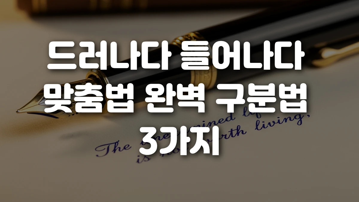 드러나다 들어나다 맞춤법 완벽 구분법 3가지