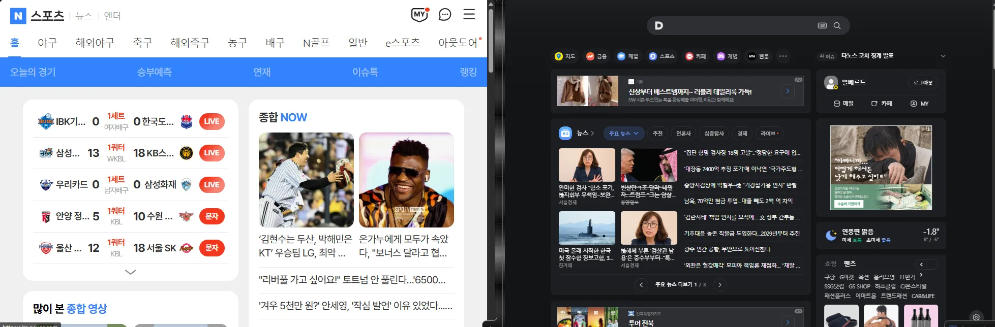 크롬에서 화면 분할 Split View