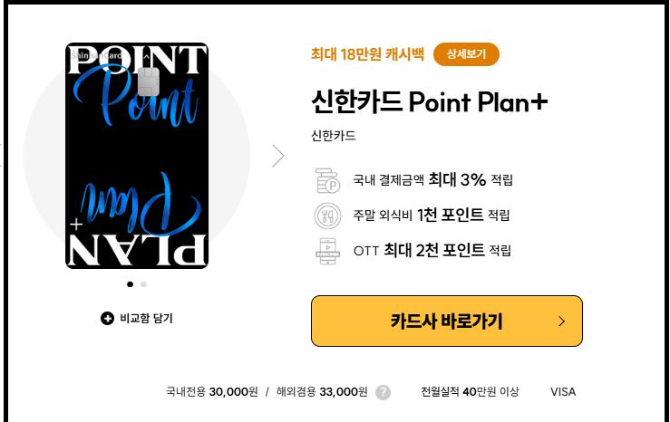 포인트 적립카드 추천 - 신한카드 Point Plan+