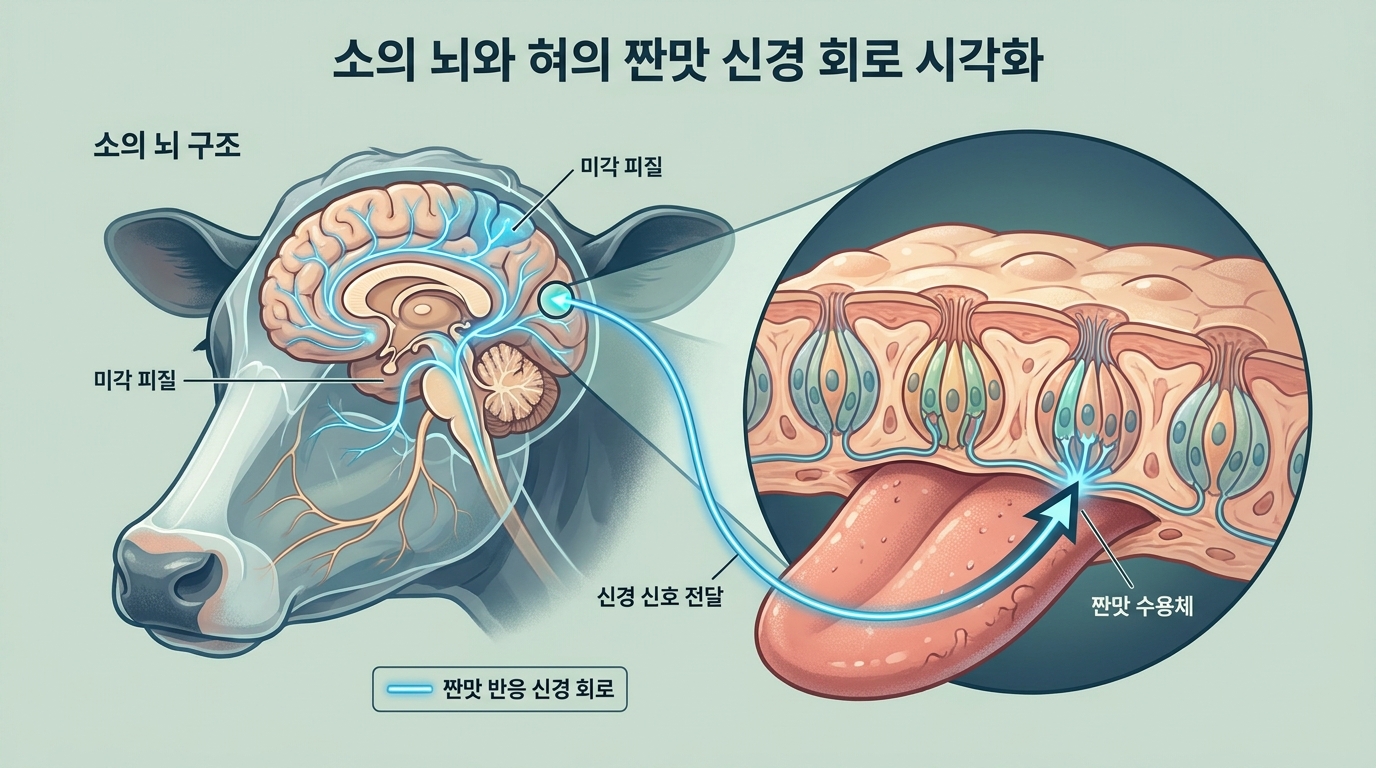 소의 본능적인 나트륨 섭취 욕구인 소금 굶주림 매커니즘 설명도
