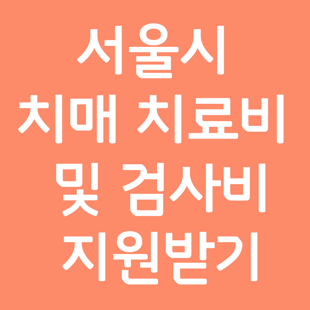 서울시 치매 치료비 및 검사비 지원 받는 방법