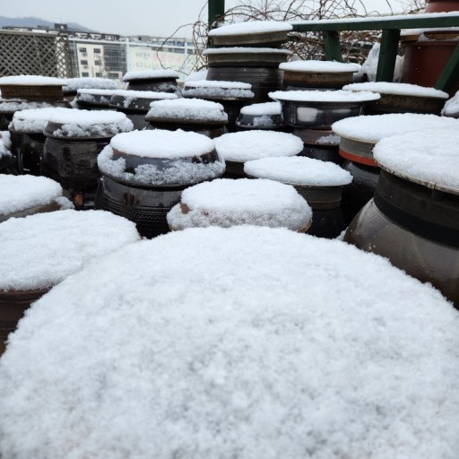 눈 쌓인 장독대