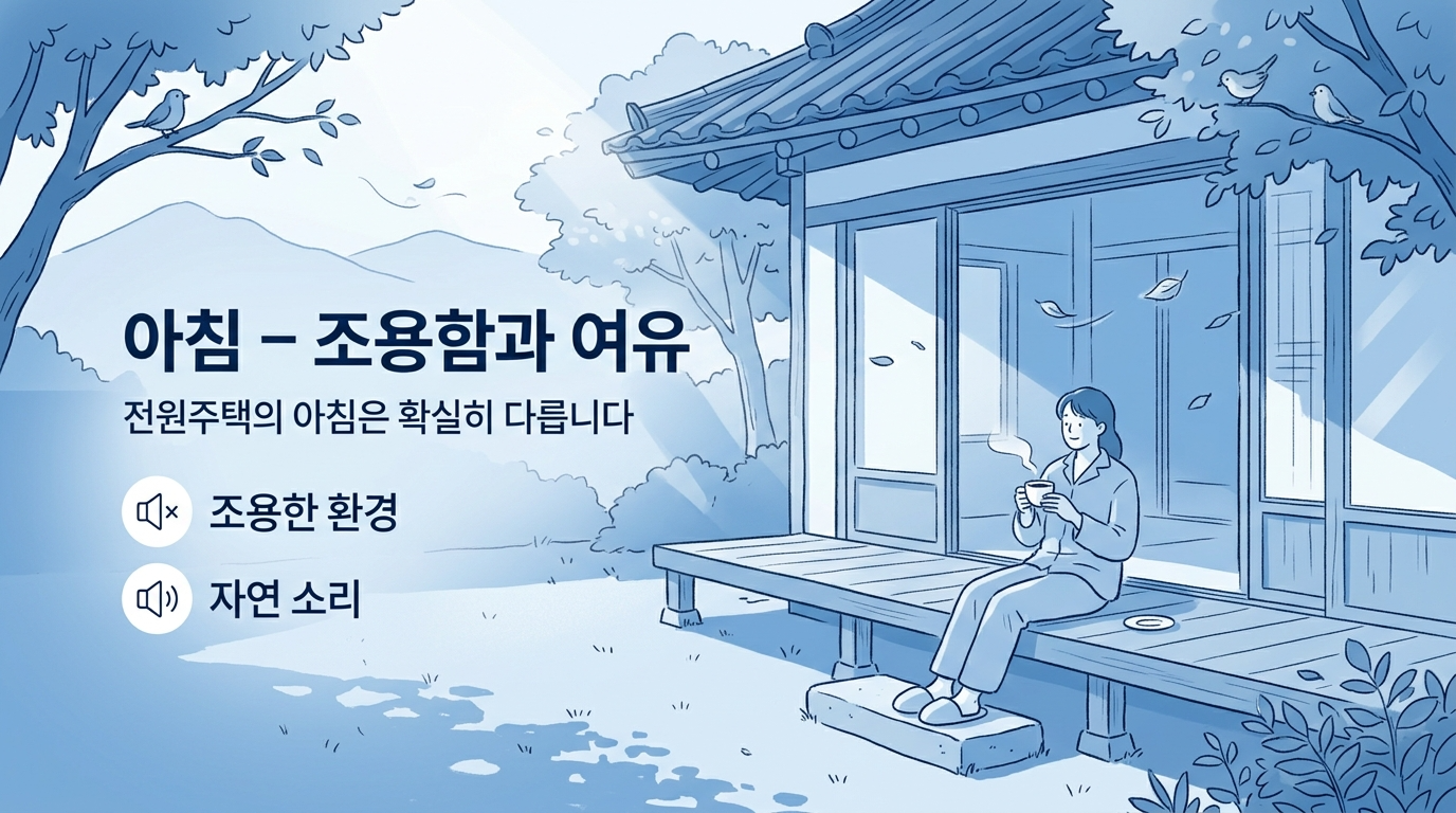 전원주택의 아침은 조용함과 여유로운 시간