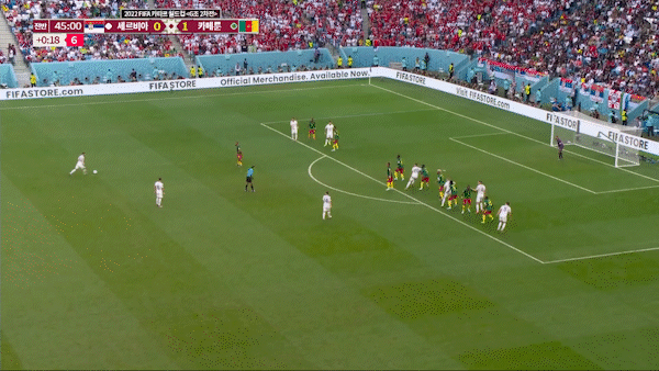 전반종료 직전 동점골 넣는 세르비아