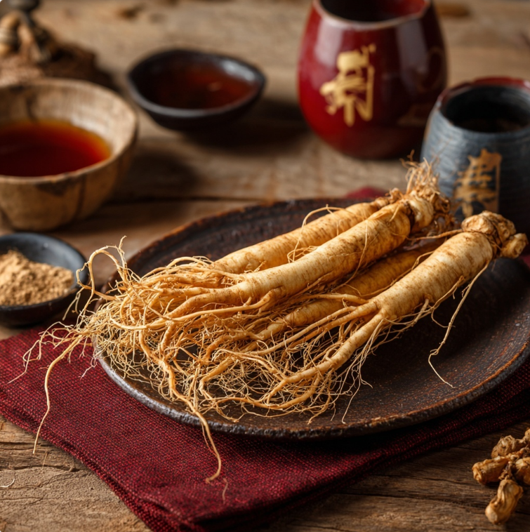 접시위 가지런히 놓인 홍삼
