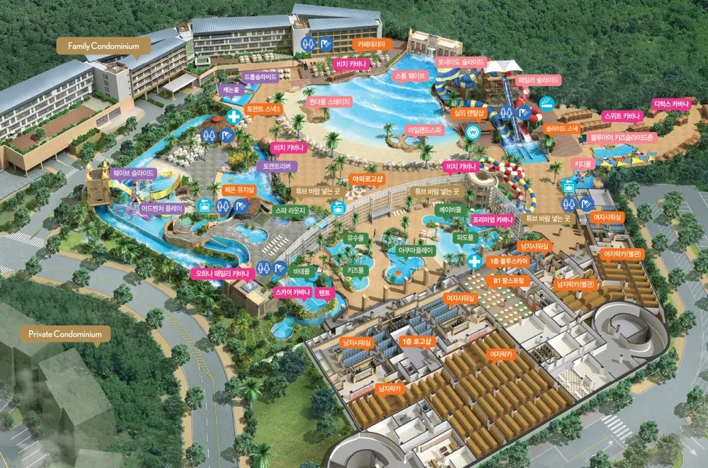 강동워크파크 물놀이 시설 배치 가이드맵