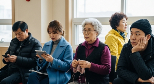 주민센터에서 대기 중인 시민들