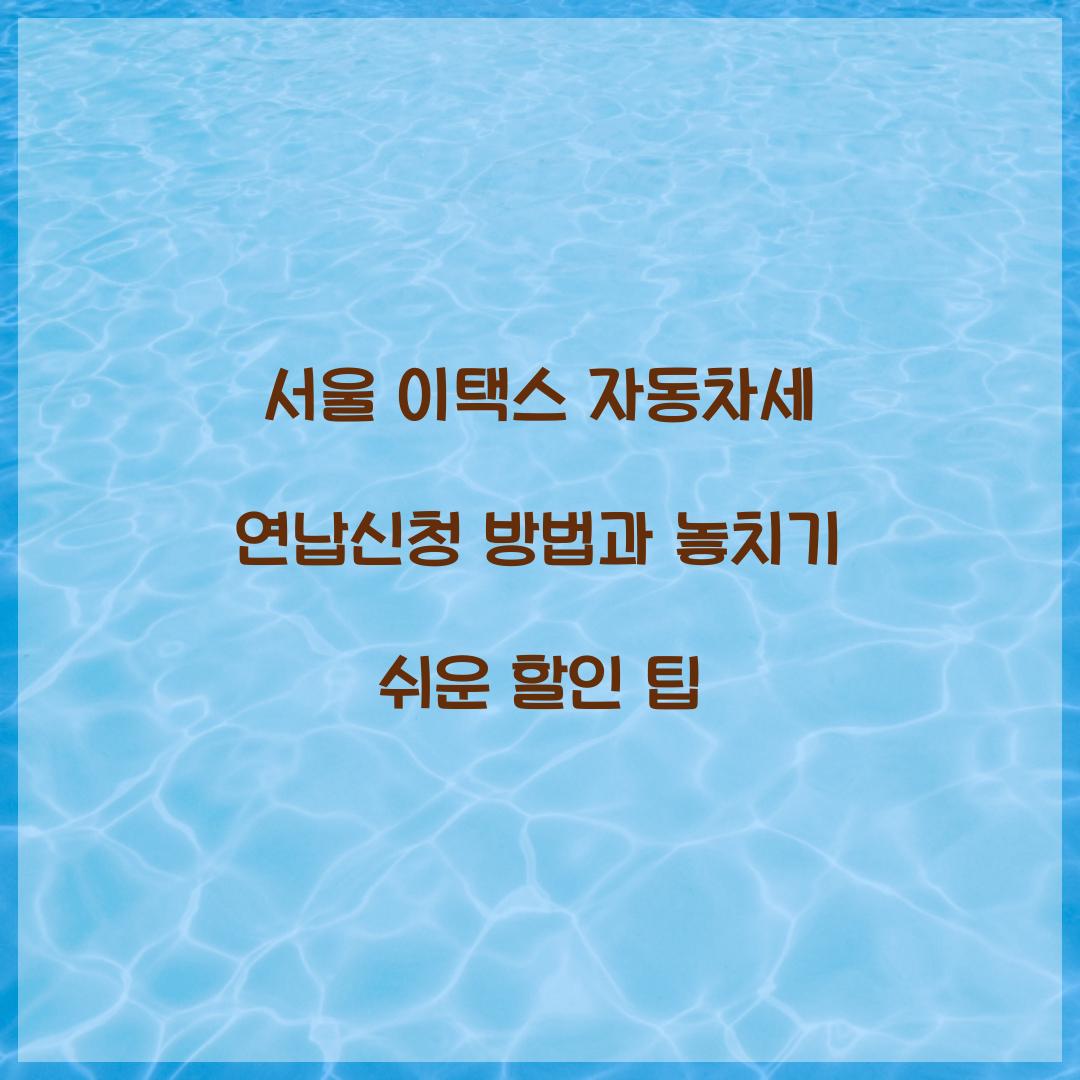 서울 이택스 자동차세 연납신청