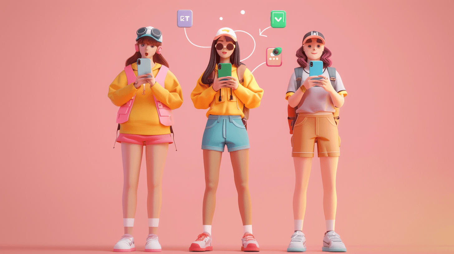 스마트폰을-즐기고-있는-사람들-그림