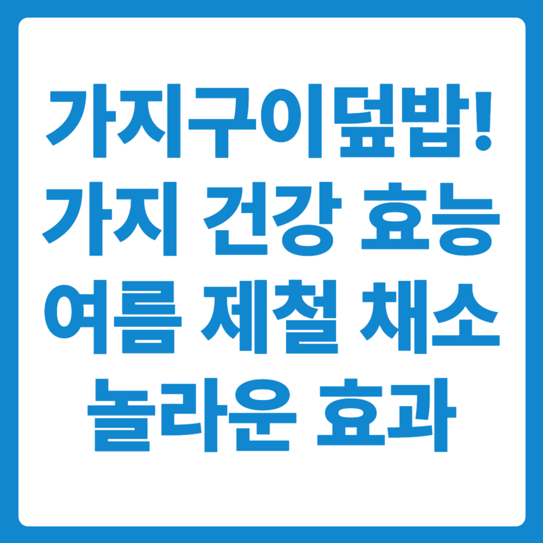 여름 가지요리 추천! 가지구이 덮밥 건강 효능, 제철 채소 가지의 놀라운 효과