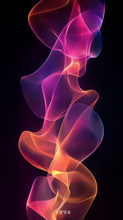 네온빛 추상 곡선 패턴 폰 배경화면