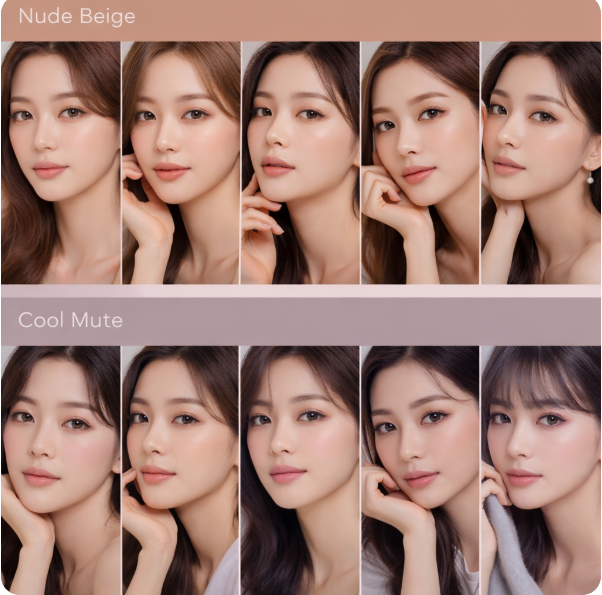 누디 베이지와 쿨 뮤트 이미지를