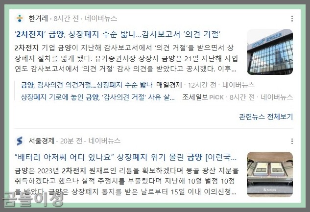 금양 주가 분석, 감사의견 거절 후 반등은 언제일까