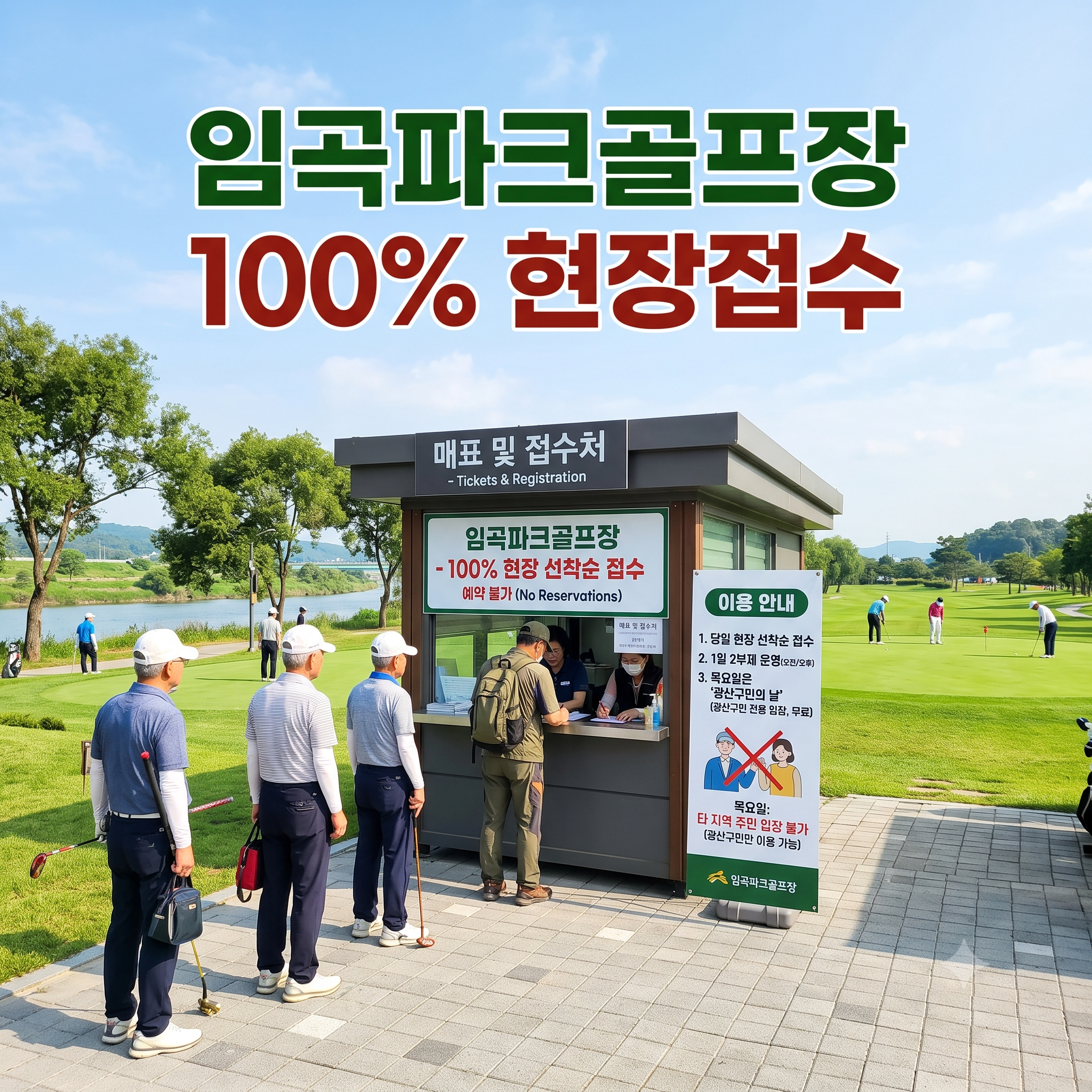 황룡강 둔치에서 9홀 라운딩, 임곡파크골프장 이용방법 핵심정리 (위치, 코스, 이용시간, 요금, 접수꿀팁 등)