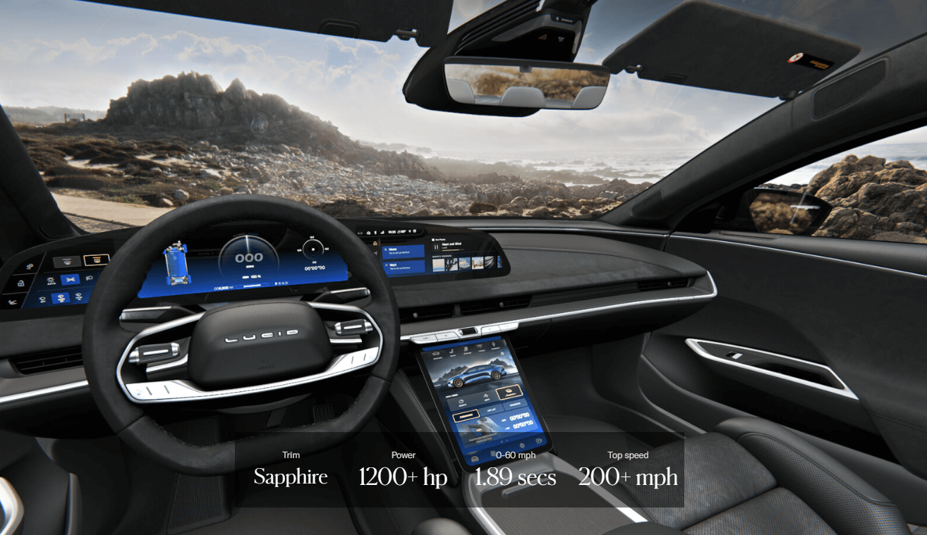 루시드 에어사파이어 실내 디자인 이미지