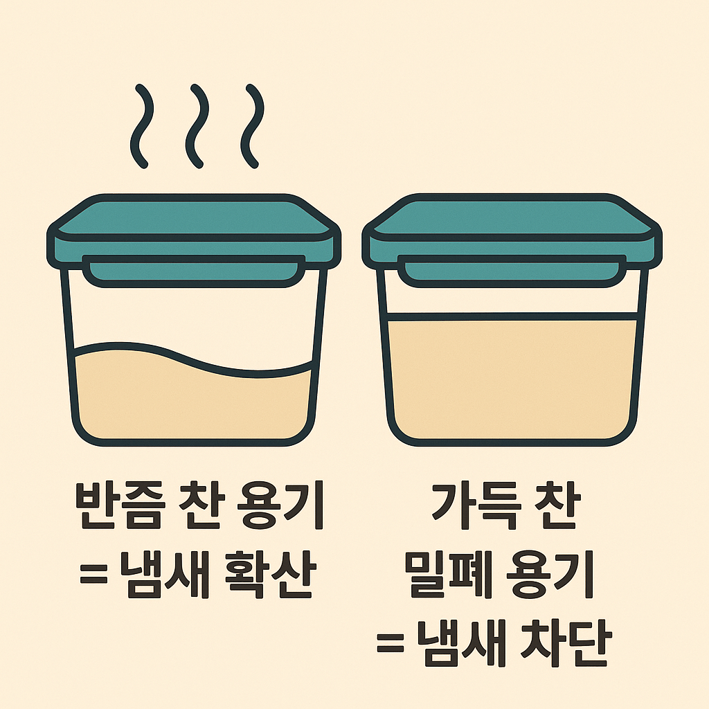 냄새의 절반은 &lsquo;헐거운 뚜껑&rsquo;과 &lsquo;반쯤 찬 용기&rsquo;에서 나온다