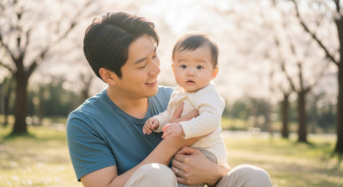 아이와 함께 시간을 보내는 아빠의 따뜻한 장면