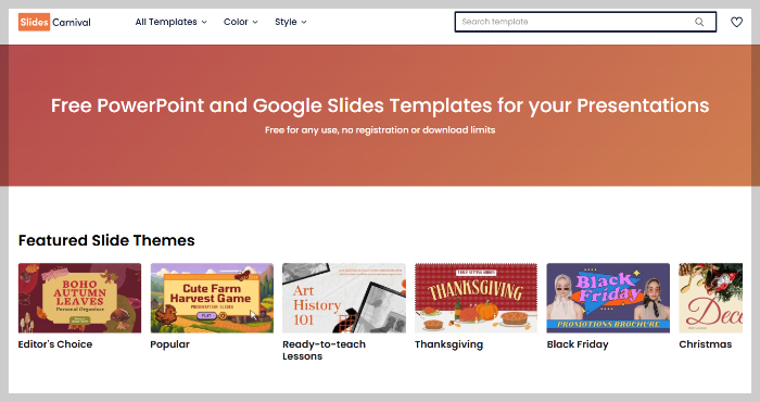 무료 PPT 템플릿 다운로드 사이트 slide carnival