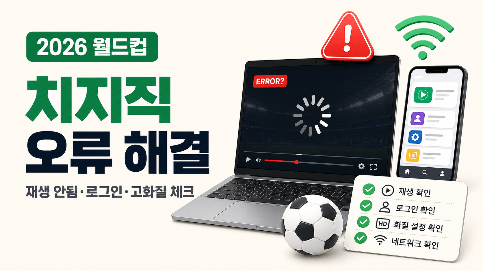 2026 월드컵 치지직 오류 해결 방법과 재생 로그인 고화질 체크