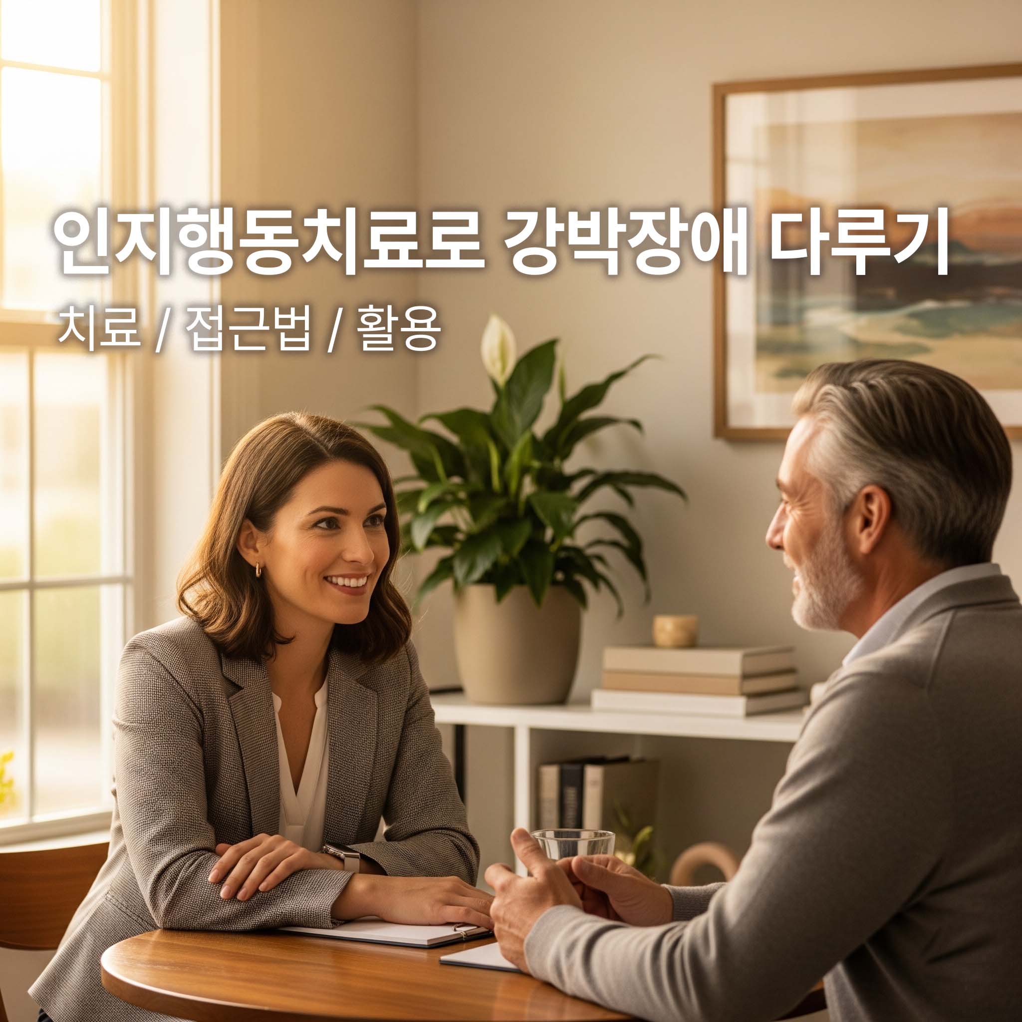 강박장애로 상담사와 함께 따뜻한 분위기의 상담실에서 인지행동치료를 하고 있다