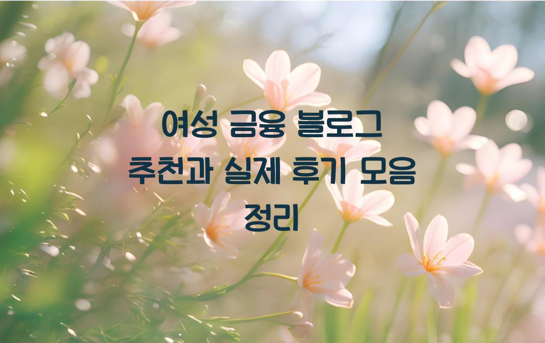 여성 금융 블로그 추천, 실제 후기 중심 정리