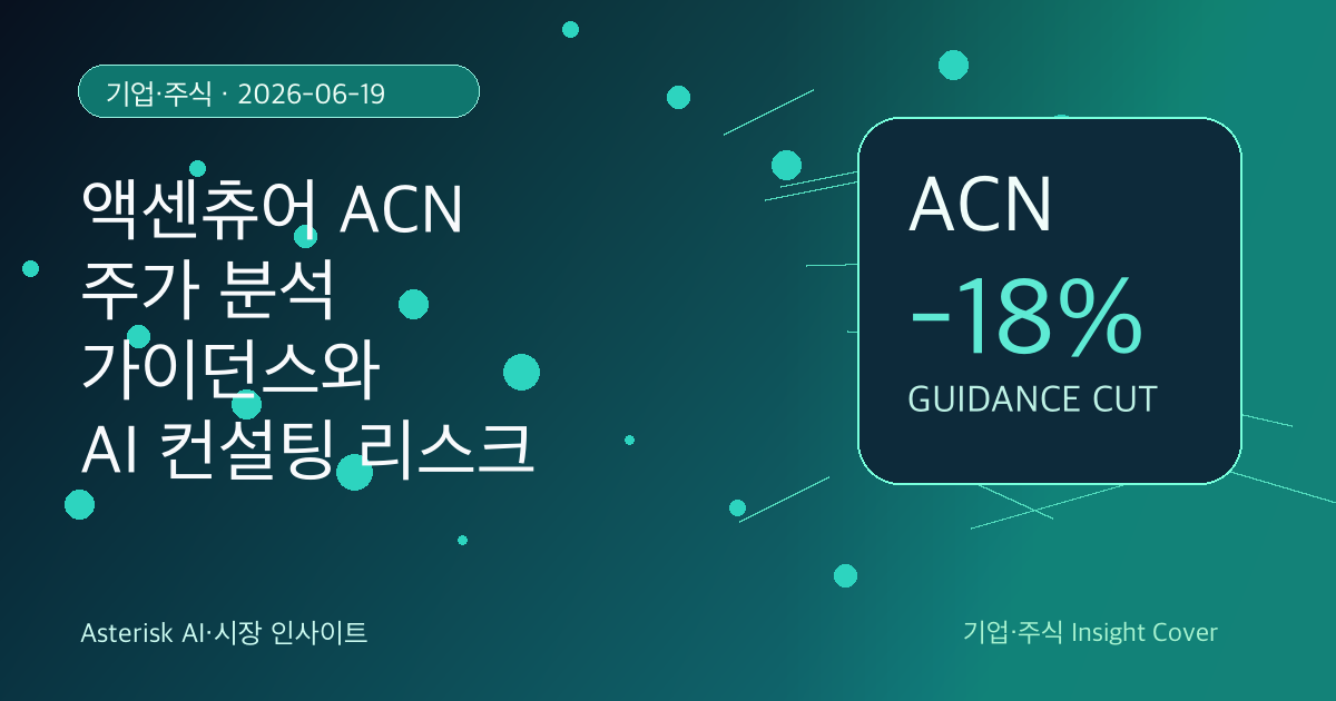 액센츄어 ACN 주가 분석과 가이던스 하향, AI 컨설팅 리스크를 설명하는 타이틀 배너 이미지