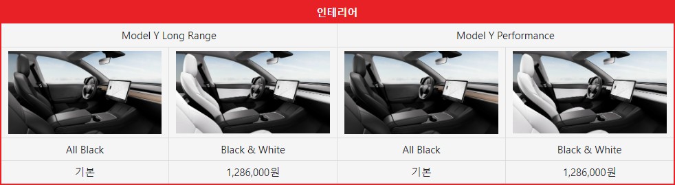 모델 Y 내부 인테리어