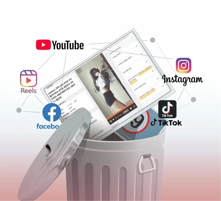 유튜브,틱톡 페이스북 마크 이미지 사진