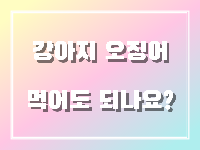 강아지 오징어 먹어도되나요