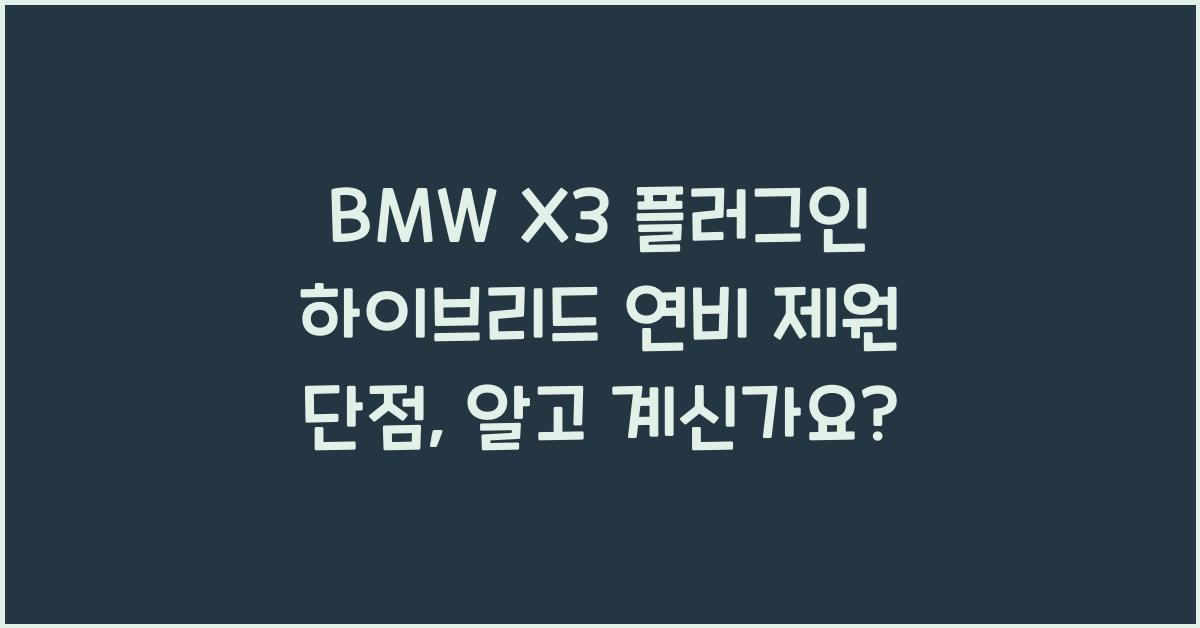 BMW X3 플러그인 하이브리드 연비 제원 단점