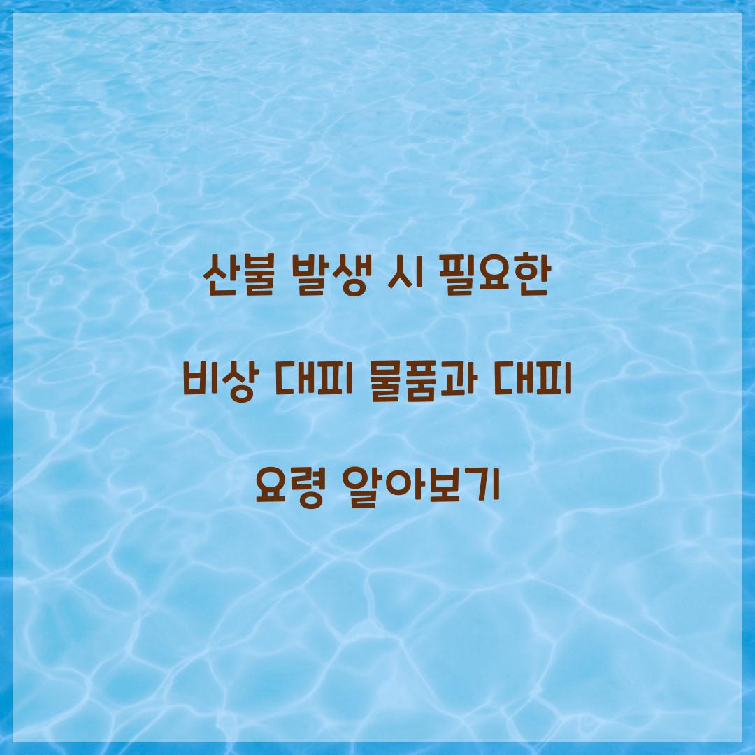 산불 발생 시 필요한 비상 대피 물품