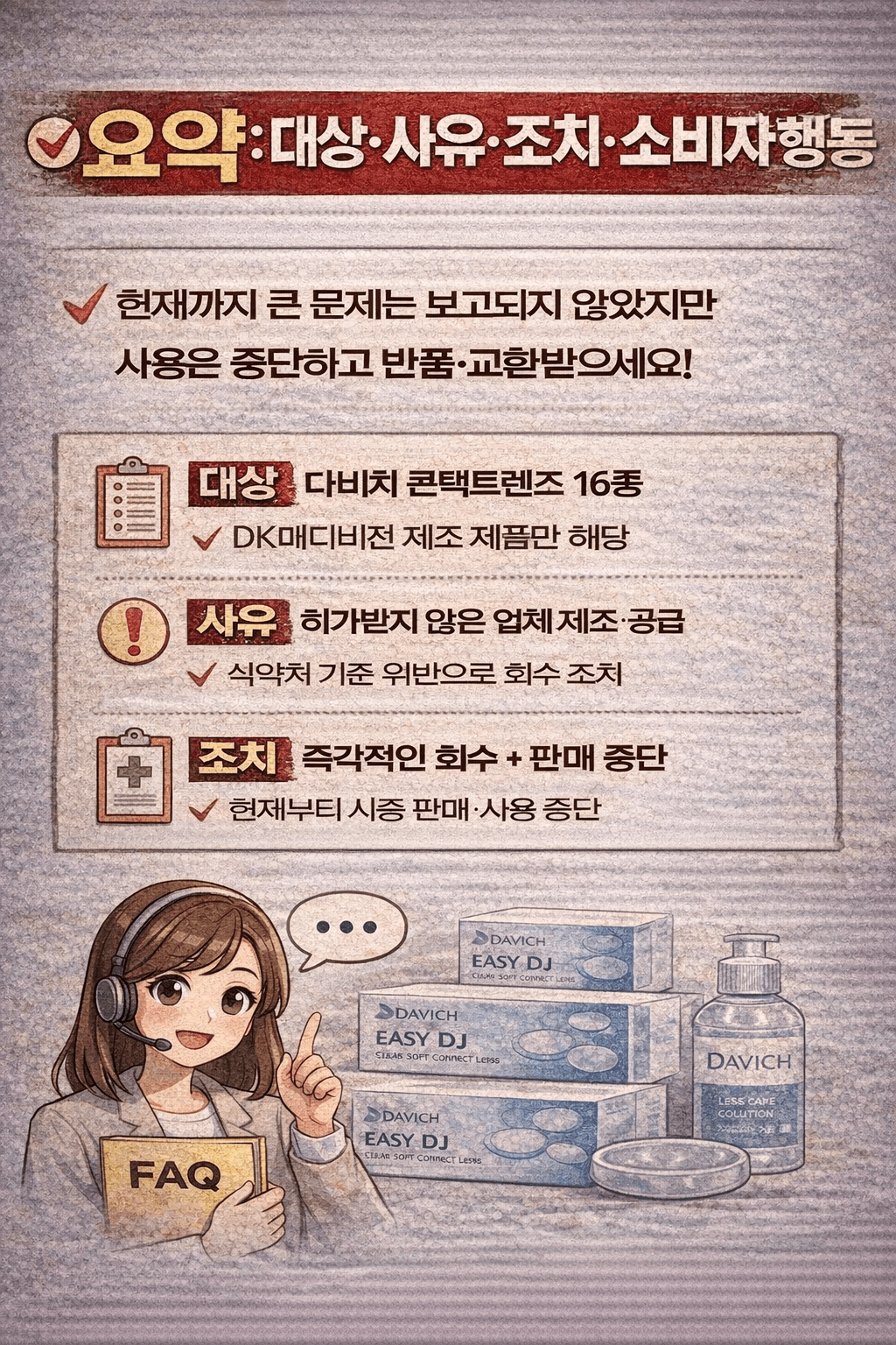 다비치 렌즈 회수 대상 확인하고 환불받는 법